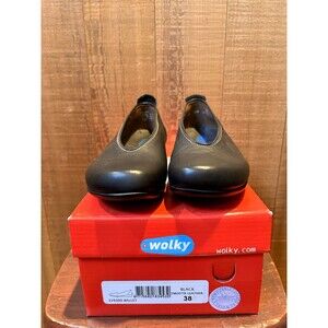 Wolky 359300 Ballet Women's Flat EU 38 US 7-7.5 Black Smooth Leather